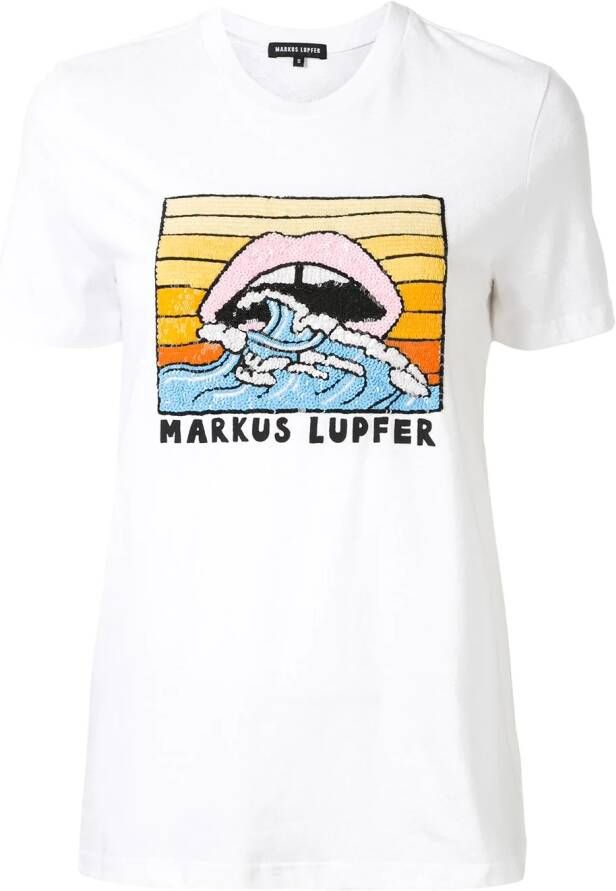 Markus Lupfer T-shirt met pailletten Wit