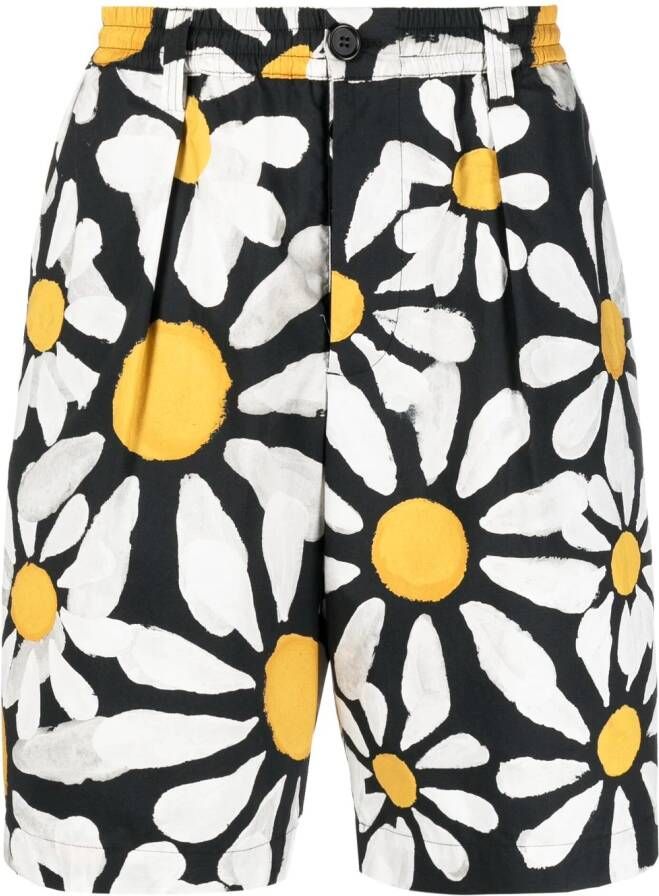 Marni Bermuda shorts met bloemenprint Zwart