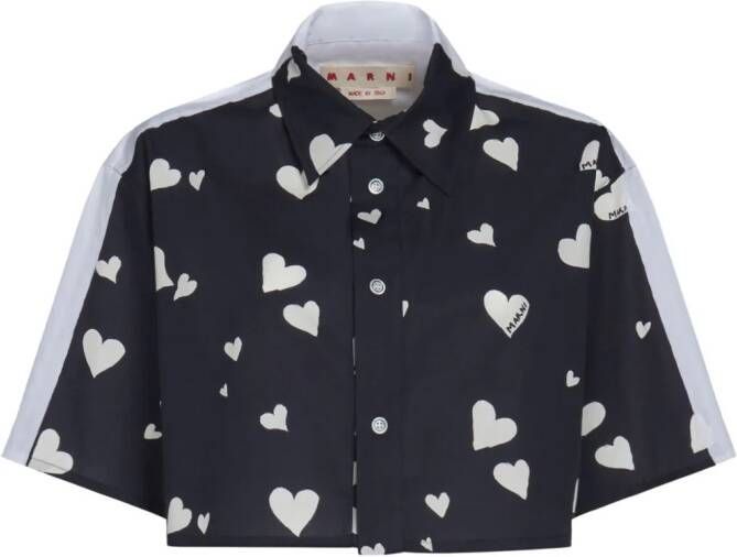 Marni Popeline blouse met print Zwart