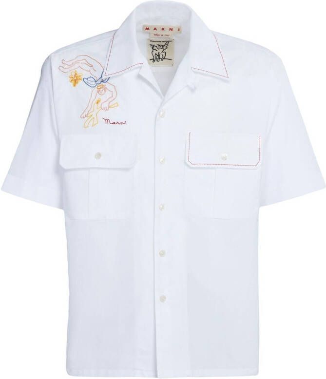 Marni Overhemd met geborduurd logo Wit