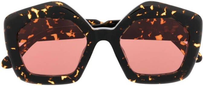 Marni Eyewear MHL pentagon zonnebril Bruin