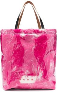 Marni faux-fur logo-print tote bag Roze