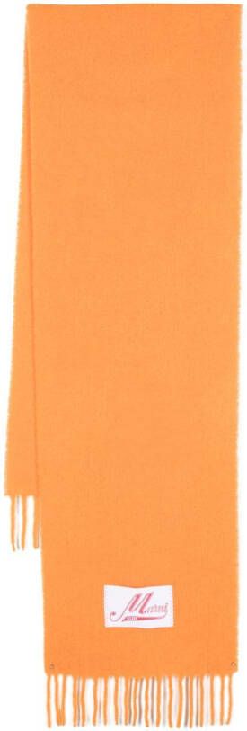 Marni Sjaal van alpacablend met logo-applicatie Oranje