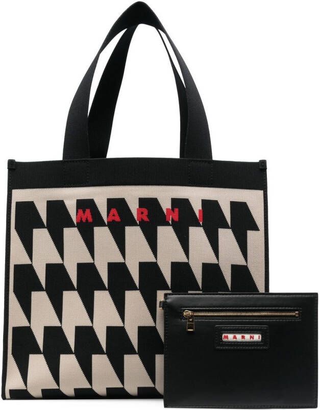Marni Shopper met geometrisch patroon Beige