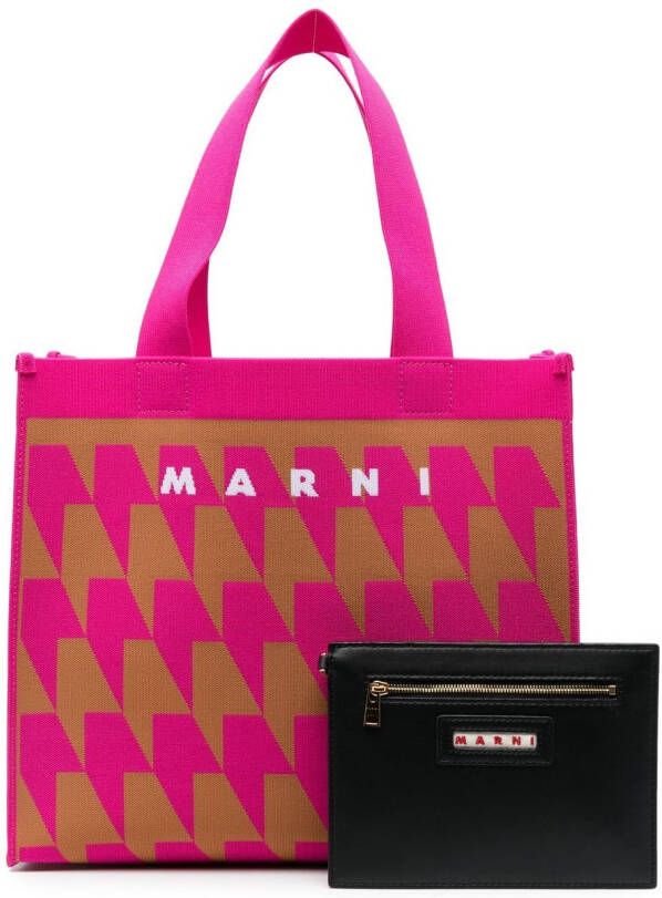 Marni Shopper met geometrisch patroon Roze