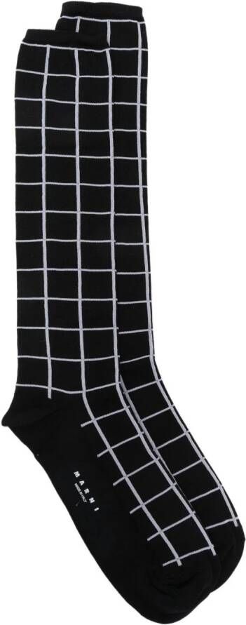 Marni Intarsia geruite sokken Zwart