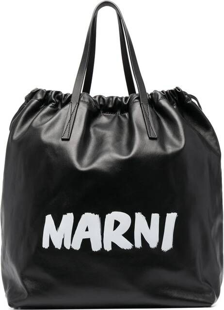 Marni Gusset rugzak met logoprint Zwart