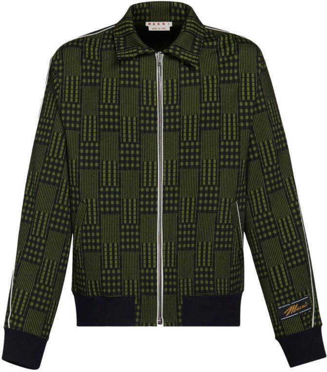 Marni Geruit jack met rits Groen