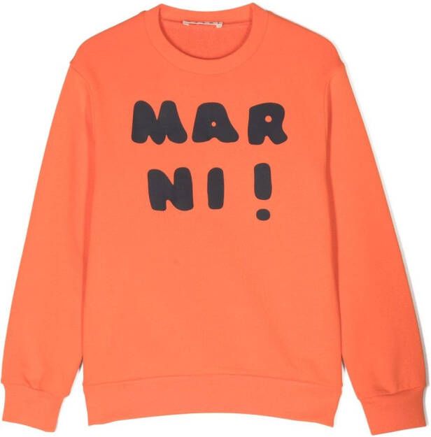 Marni Kids Sweater met logoprint Oranje