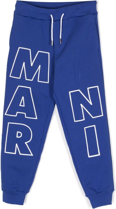 Marni Kids Trainingsbroek met logoprint Blauw