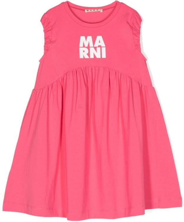 Marni Kids Midi-jurk met logoprint Roze