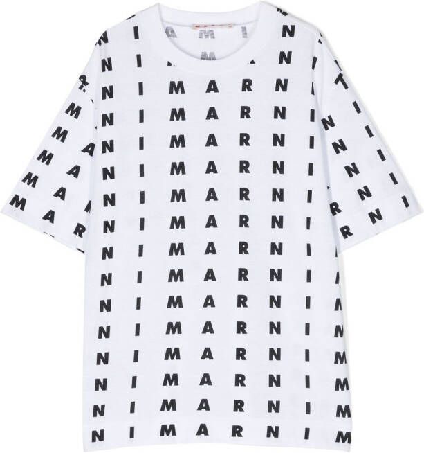 Marni Kids T-shirt met monogramprint Wit