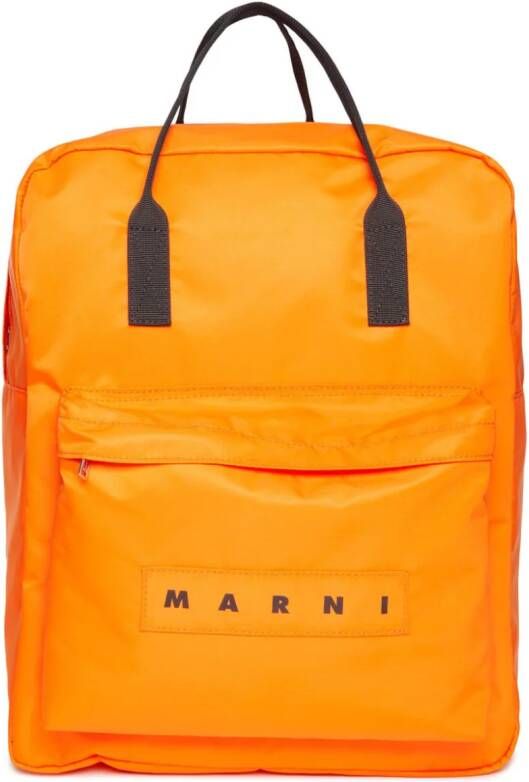 Marni Kids Rugzak met logo applicatie Oranje
