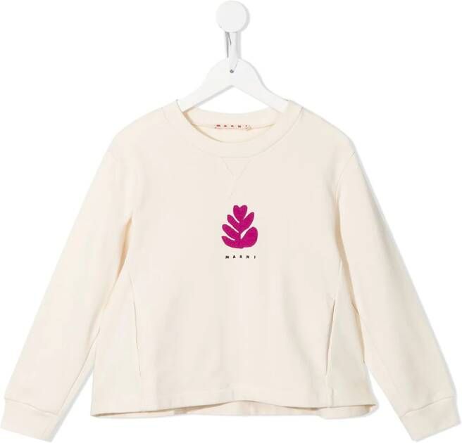 Marni Kids Sweater met logoprint Beige