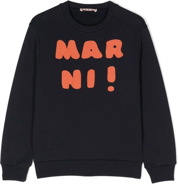 Marni Kids Sweater met logoprint Blauw