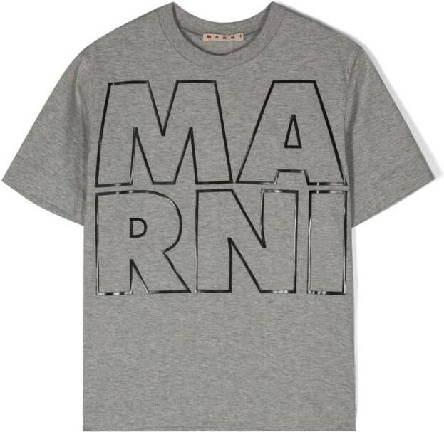 Marni Kids T-shirt met logo-reliëf Grijs