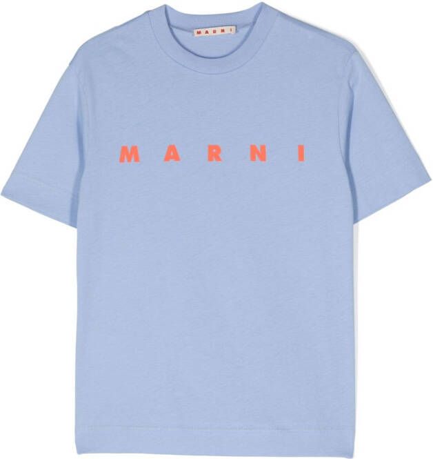 Marni Kids T-shirt met logoprint Blauw