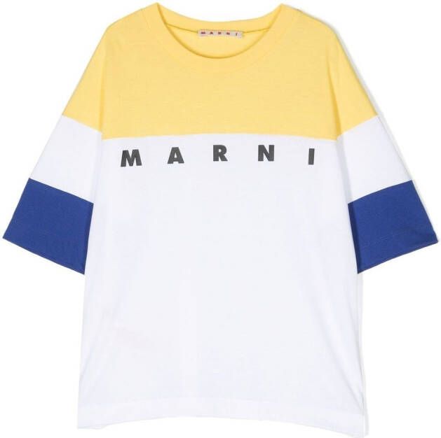 Marni Kids T-shirt met logoprint Geel