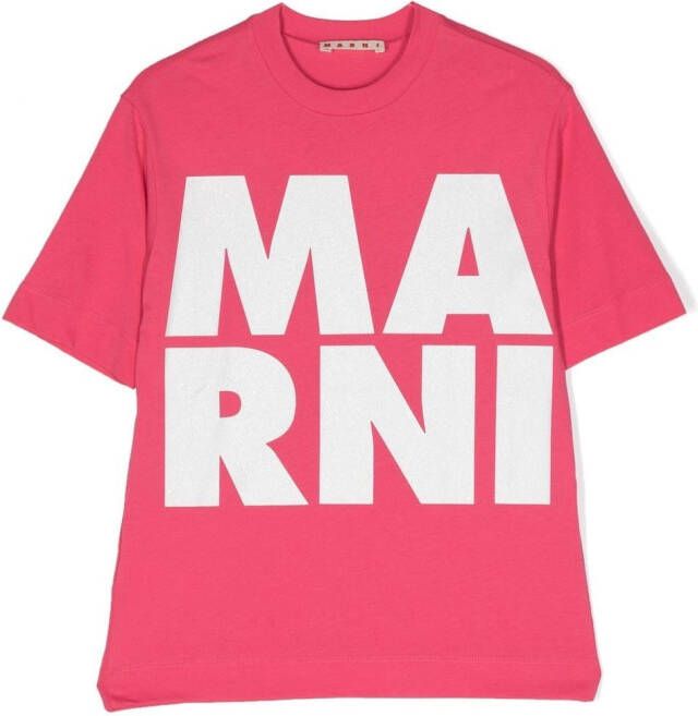 Marni Kids T-shirt met logoprint Roze