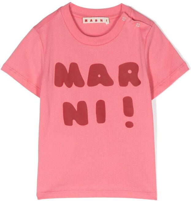 Marni Kids T-shirt met logoprint Roze
