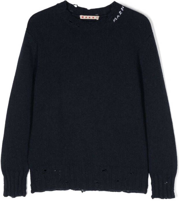 Marni Kids Trui met geborduurd logo Blauw