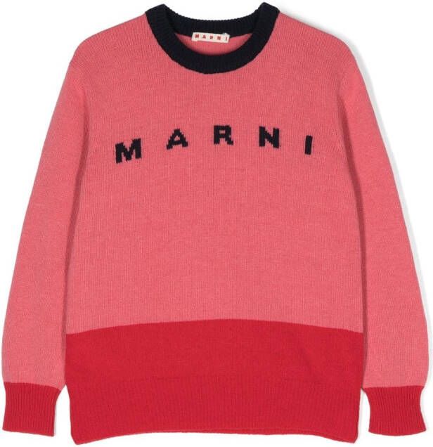 Marni Kids Trui met intarsia logo Roze