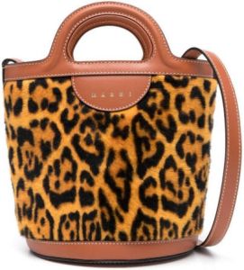 Marni Leopard-print leather bucket bag Bruin
