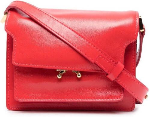 Marni Trunk leren crossbodytas Rood