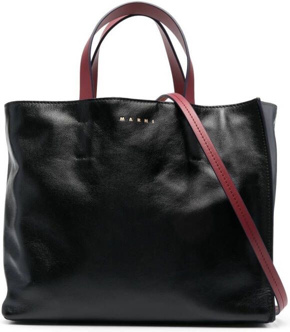Marni Leren shopper Zwart