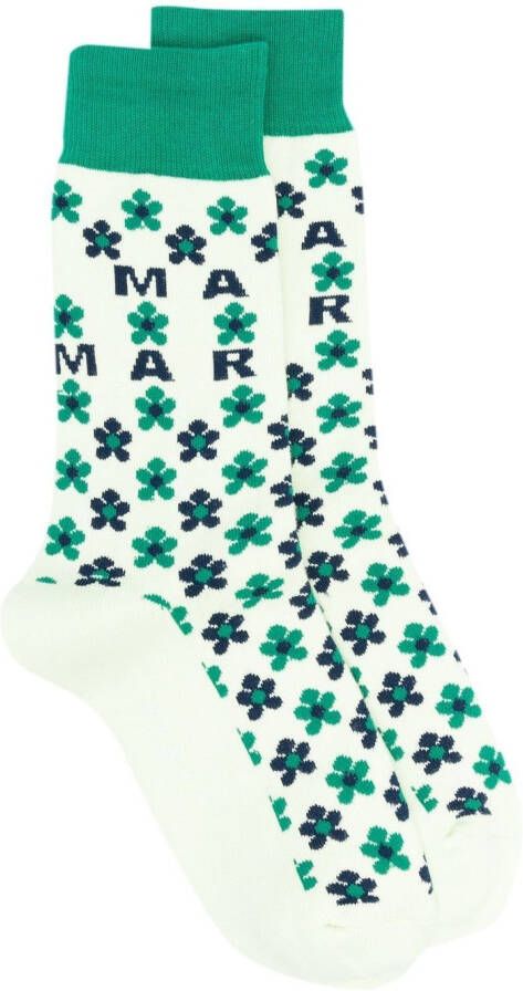 Marni Sokken met bloemenprint Groen