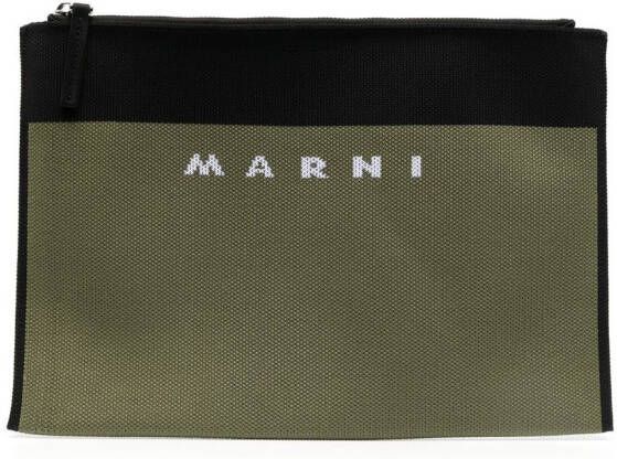 Marni Clutch met logo jacquard Groen