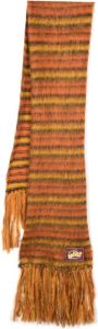 Marni logo-patch frayed scarf Oranje
