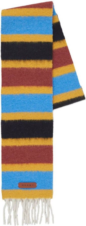 Marni Gestreepte sjaal met logo-applicatie Geel