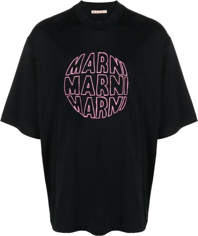 Marni T-shirt met logoprint Zwart