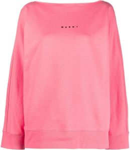 Marni logo-print long-sleeved sweatshirt Roze