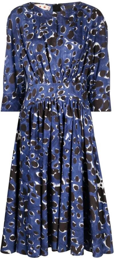 Marni Midi-jurk met abstracte print Blauw