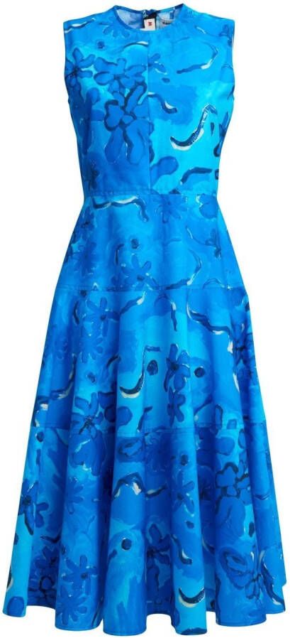 Marni Midi-jurk met bloemenprint Blauw