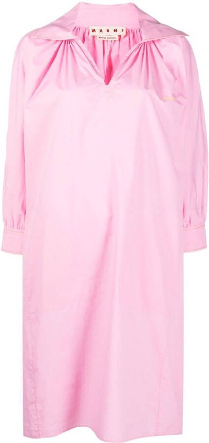 Marni Mini-jurk met geborduurd logo Roze