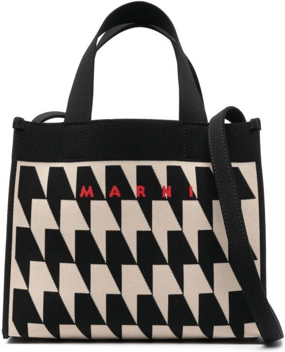 Marni Shopper met monogram patroon Zwart
