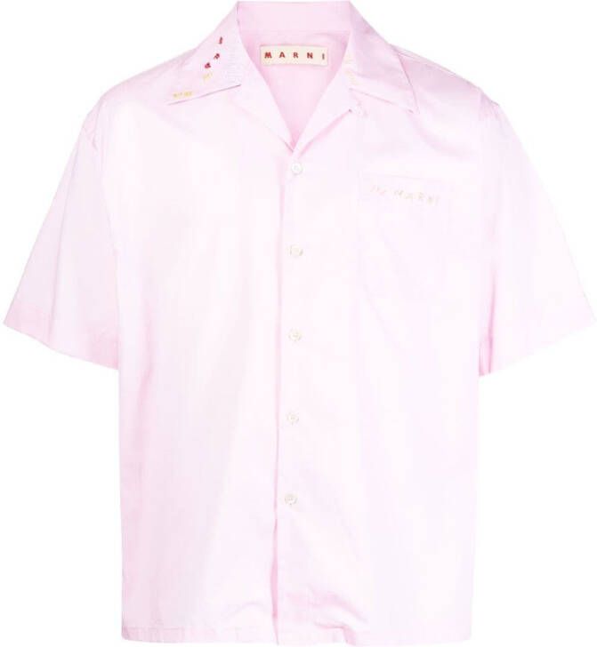Marni Overhemd met geborduurd logo Roze