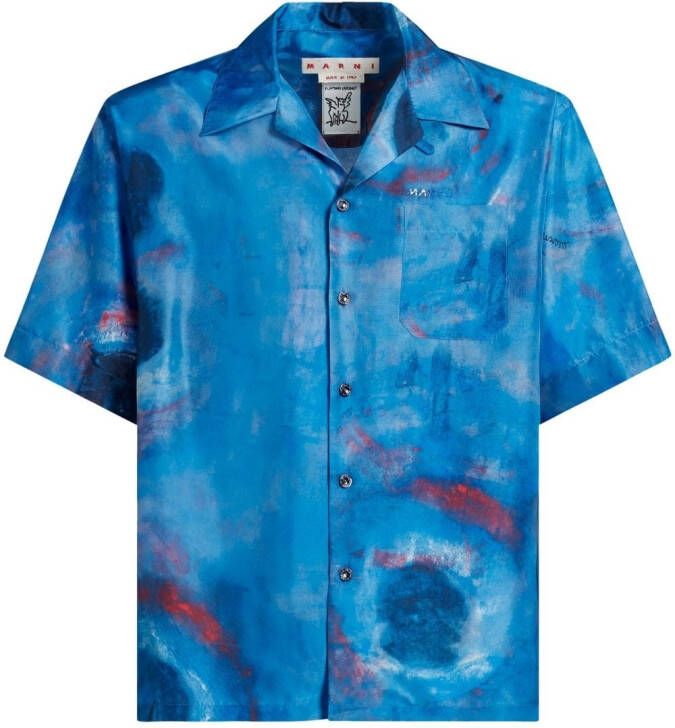 Marni Overhemd met verfspatten Blauw