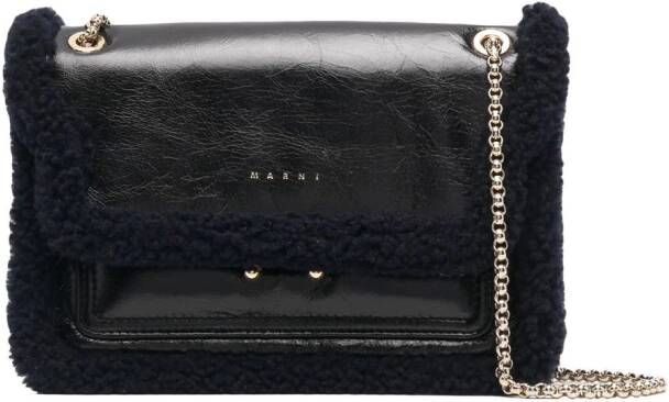 Marni Trunk Envelope -kettingzak in zwart leer Zwart Dames