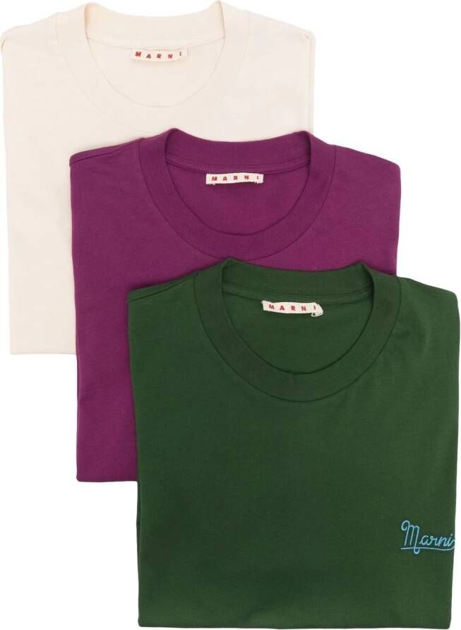 Marni Set van 3 T-shirts met borduurwerk Groen