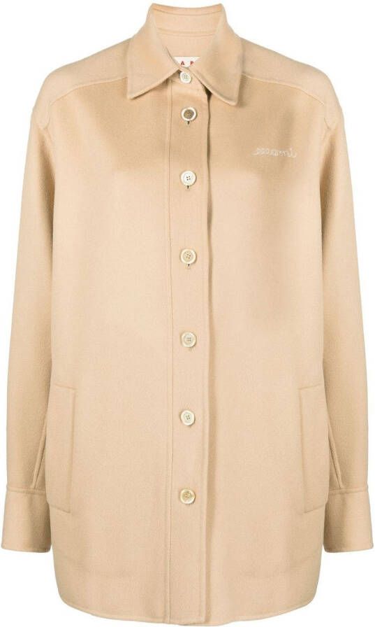 Marni Shirtjack met geborduurd logo Beige