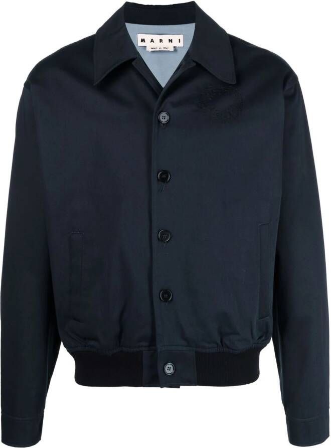 Marni Shirtjack met geborduurd logo Blauw