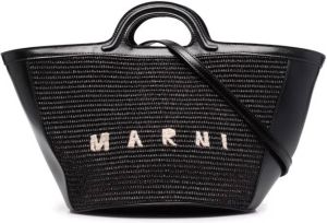 Marni Zwarte geweven tote tas met geborduurd logo Zwart Dames