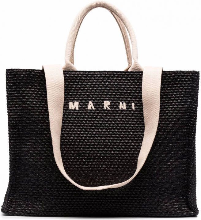 Marni Shopper met geborduurd logo Zwart