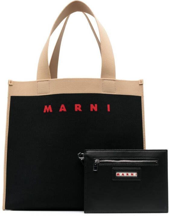 Marni Shopper met jacquard Zwart