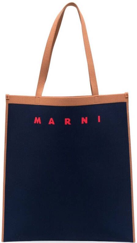 Marni Shopper met logo Blauw
