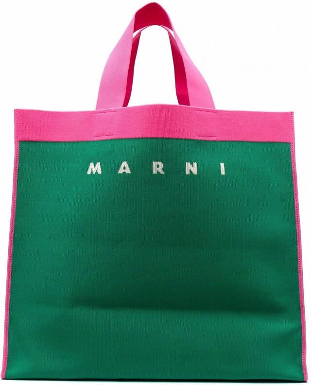 Marni Shopper met logoprint Groen